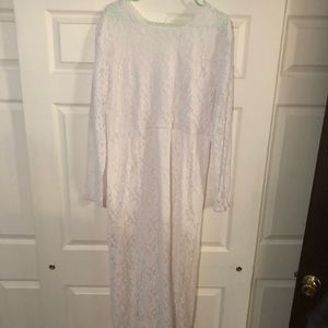 White lace floor length dress